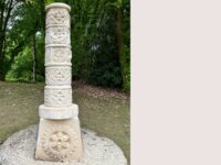 This peace pole, made by sculptor H. Thomas, sits in the United States Armed Forces Memorial Garden at the Normandy American Cemetery and Memorial. The pole was gifted by the Rotary Clubs of Caen and Hagen in 2015 celebrating the 100th anniversary of The Rotary Foundation. Peace Poles like this, found around the world, are internationally-recognized symbols of the hopes and dreams of the entire human family, standing vigil in silent prayer for peace on earth. 