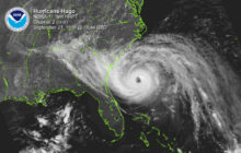 Hurricane Hugo in 1989 as it approached South Carolina.  Photo via NOAA.