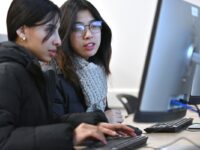 From left are Mai Duong and Nabaa Ahmed collaborate on coding during the Winter 2025 Java Boot Camp held earlier this year at Georgia Gwinnett College. Photo by Daniel Melograna/Georgia Gwinnett College.